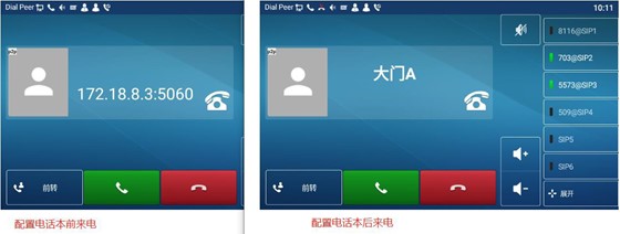 电话本配置前后显示对比 电话本配置前后显示对比